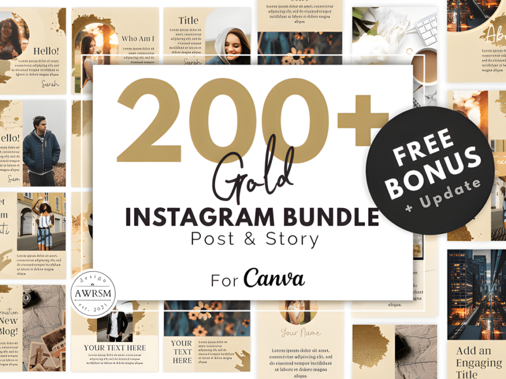200 Gold Instagram Template Boost Bundle Graphics 96317492 1 1 580x435 1