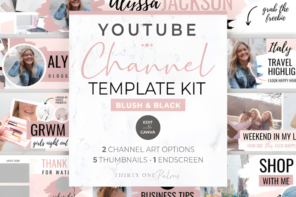 Youtube Channel Kit for Canva Blush Graphics 29217491 1 1 580x386 1