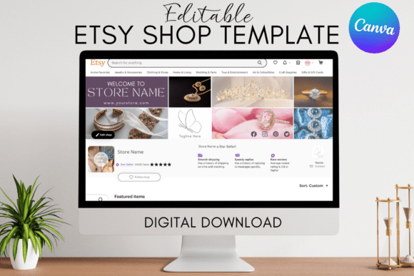 Etsy Shop Branding Kit Canva Template Graphics 140080971 1 1 580x387 1