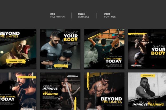 Gym Social Media Design Templates Graphics 111809101 3 580x387 1