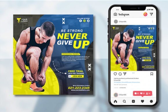 Gym and Fitness Flyer Social Media Post Graphics 43870820 1 1 580x386 1