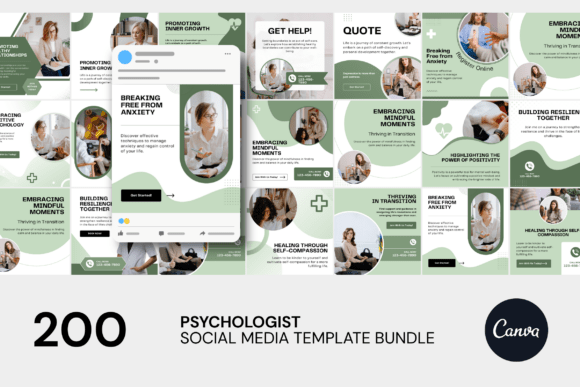16 Social Media Templates Coaches Actually Use 8 Psychology Social Media Canva Bundle Graphics 129332034 1 1 580x387 1