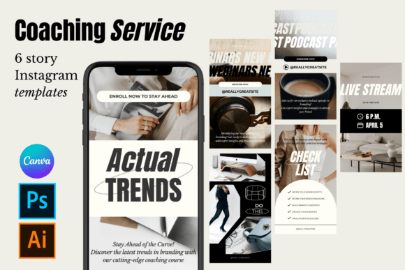 16 Social Media Templates Coaches Actually Use 9 Visual Identity Minimal Story Templates Graphics 125434453 1 1 580x387 1