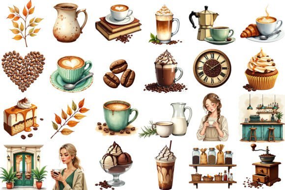 12 Social Media Templates Coffee Shops Actually Use 10 Watercolor Coffee Clipart PNG Bundle Graphics 122745344 4 580x387 1