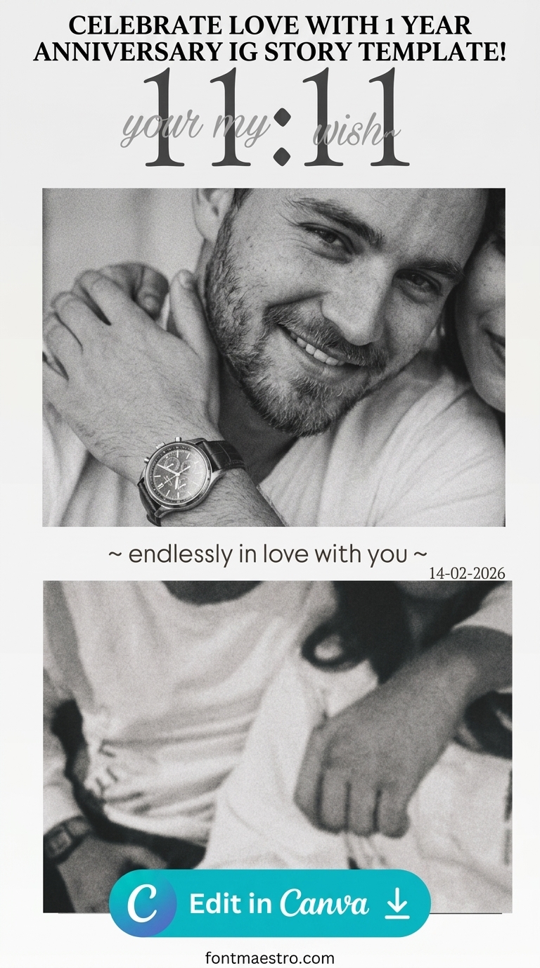 1 year anniversary instagram story template design celebrate love elegance editable