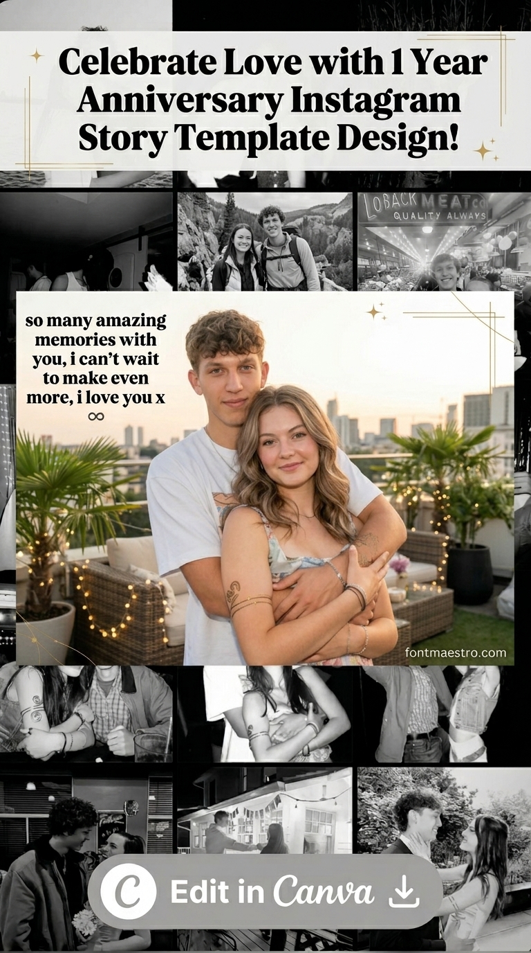 1 year anniversary instagram story template design love story celebration editable