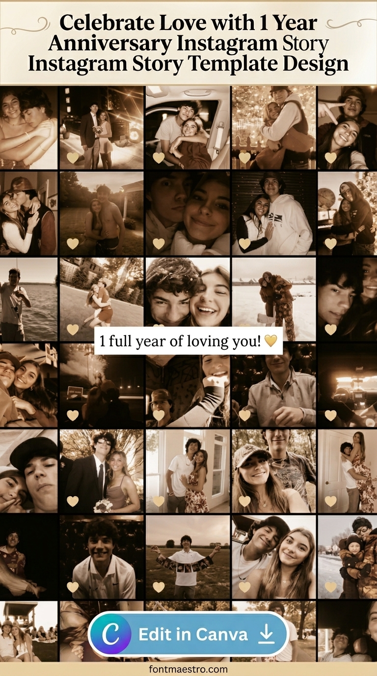 1 year anniversary instagram story template design celebrate love in style editable
