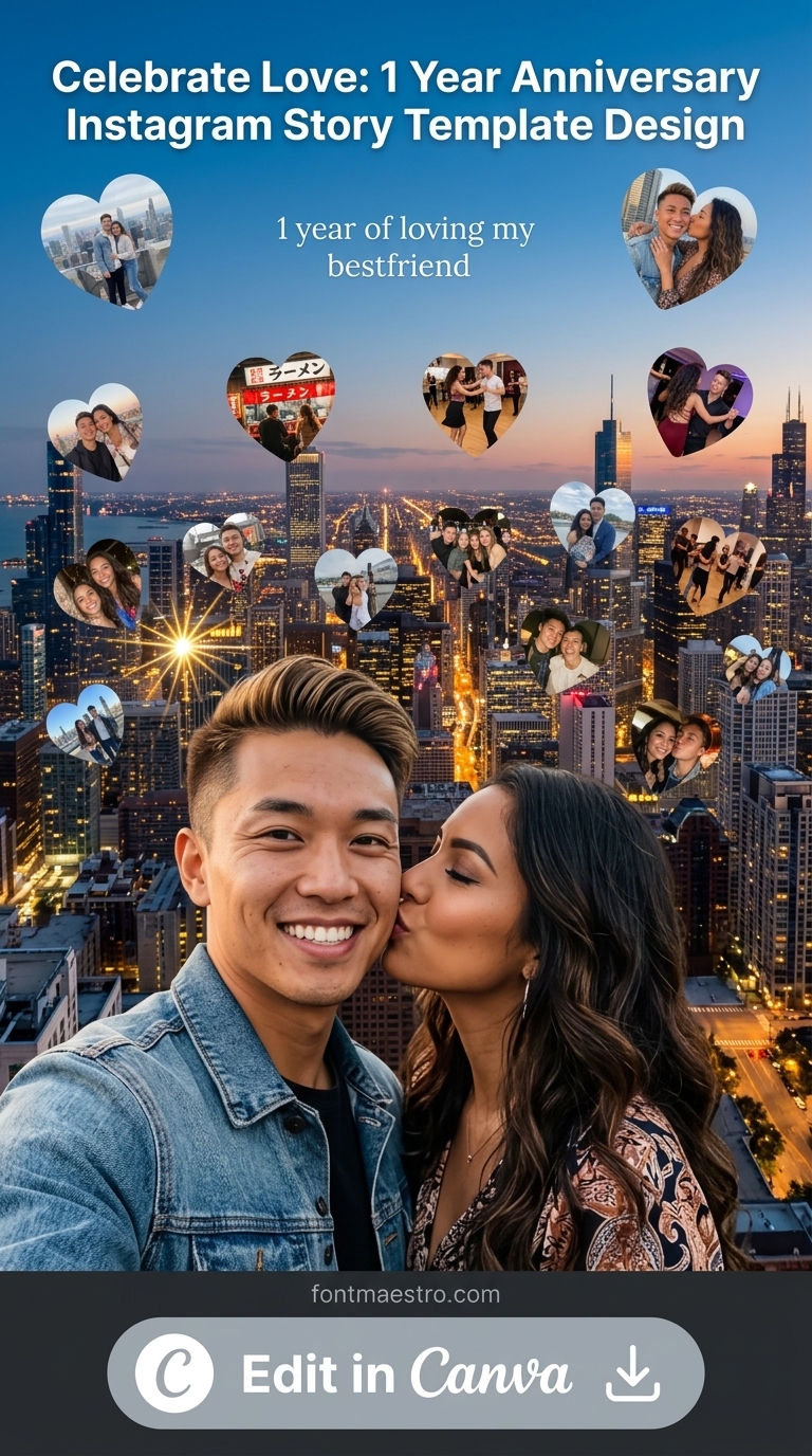 1 year anniversary instagram story template design celebrate milestone style editable