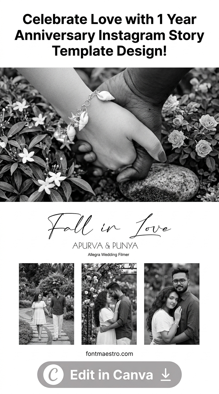 1 year anniversary instagram story template design fall in love hands editable