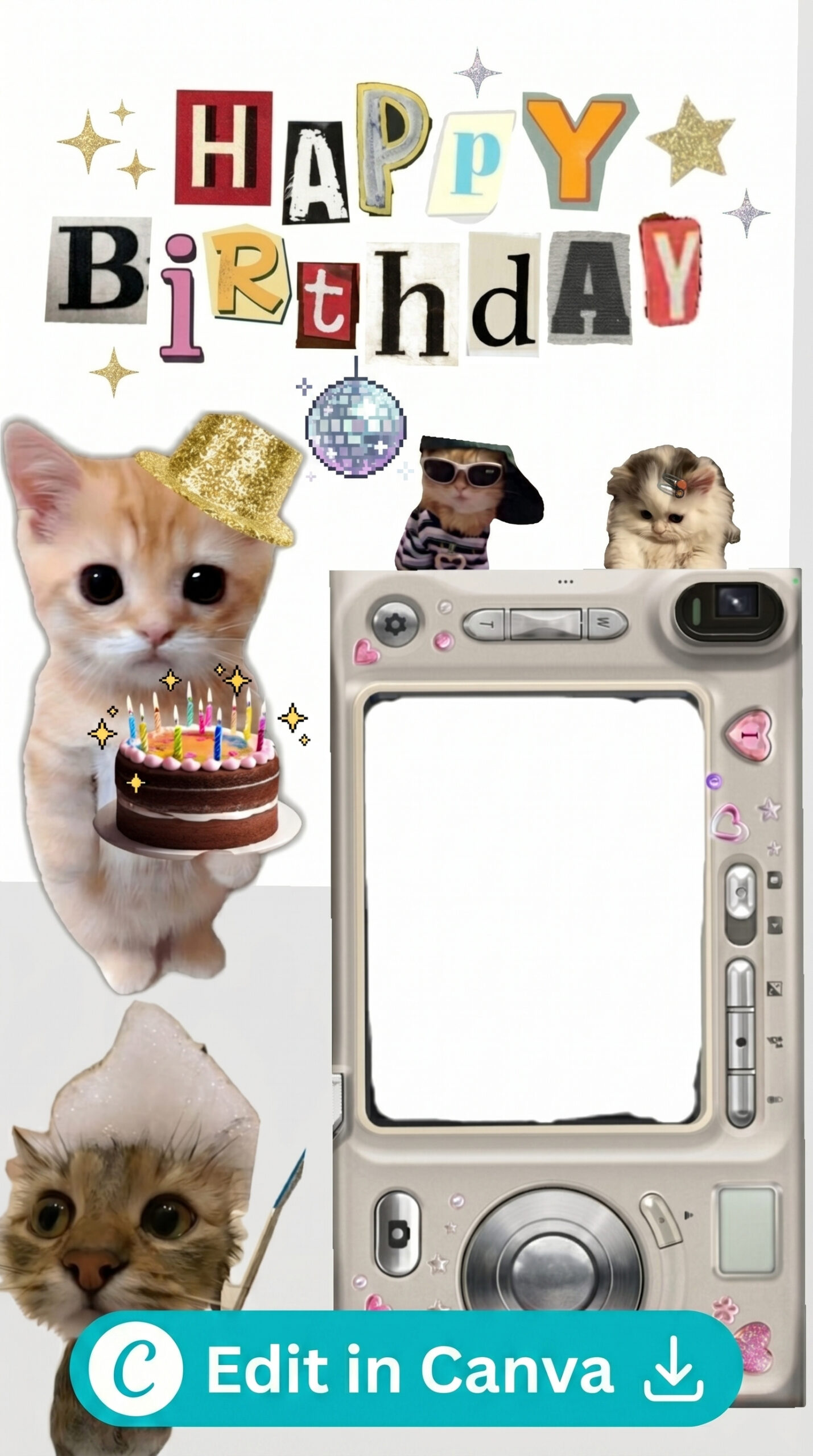 birthday collage template instagram story vibrant joyful celebration editable