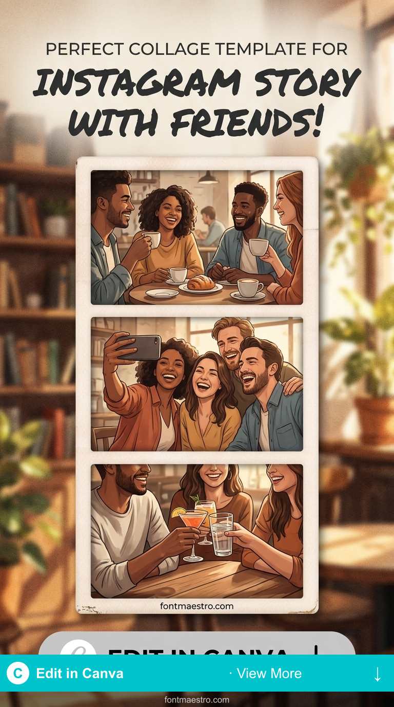 collage template for instagram story with friends perfect together memories editable