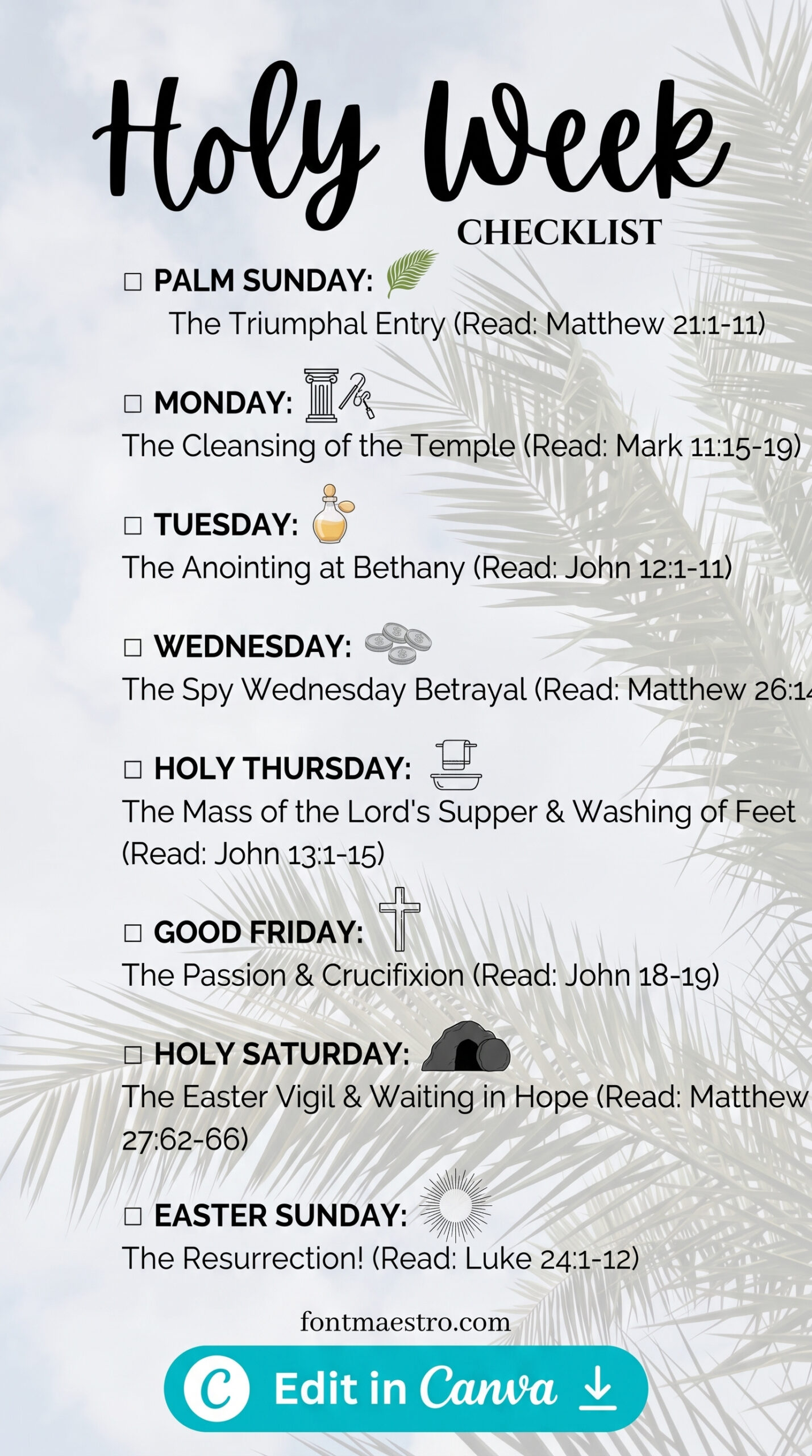 8 Best Easter Instagram Story Templates Jesus — Top 2026 Picks for Church & Faith Accounts 4 easter instagram story template jesus holy week scripture checklist printable editable
