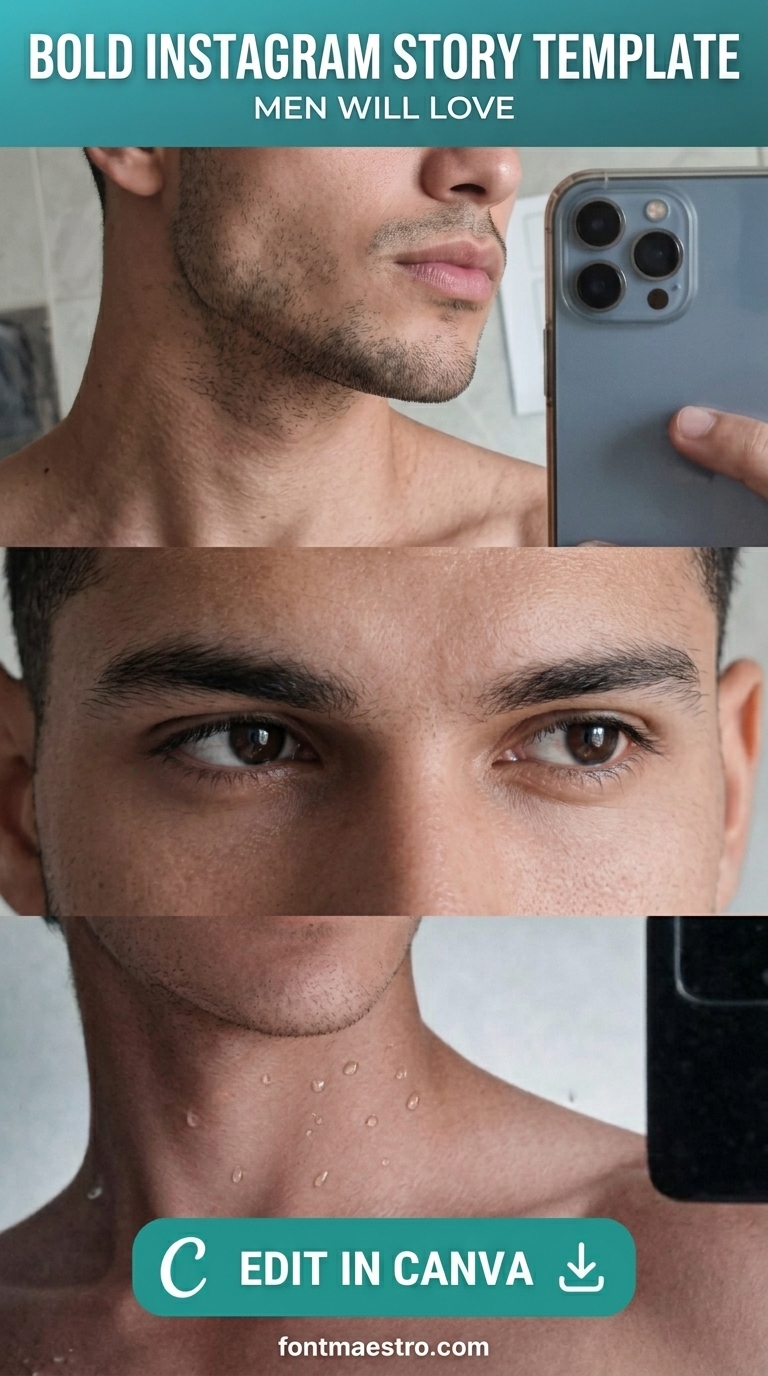 instagram story template men three stylish shots face phone editable