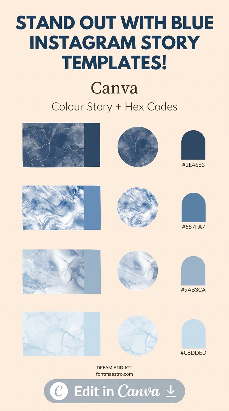 instagram template for story blue marble design elevate stories editable