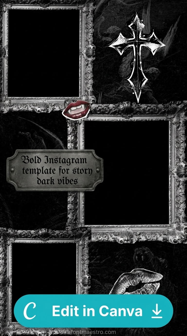 instagram template for story dark gothic vampire moody aesthetic editable