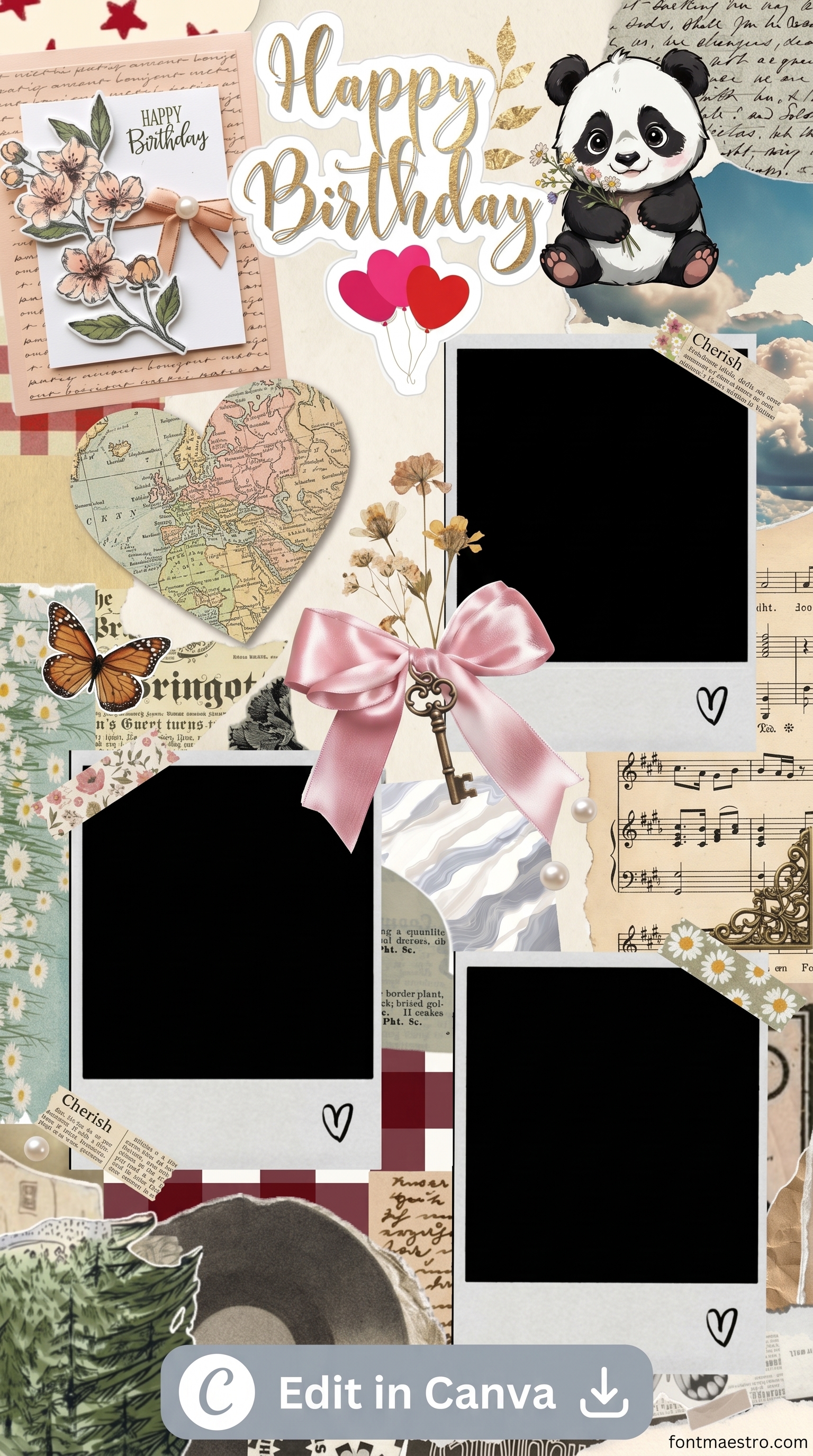 happy birthday instagram story template aesthetic background confetti celebration 2026