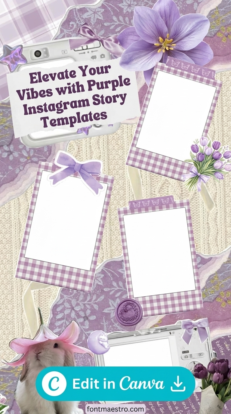instagram story template aesthetic purple stylish capture vibes editable
