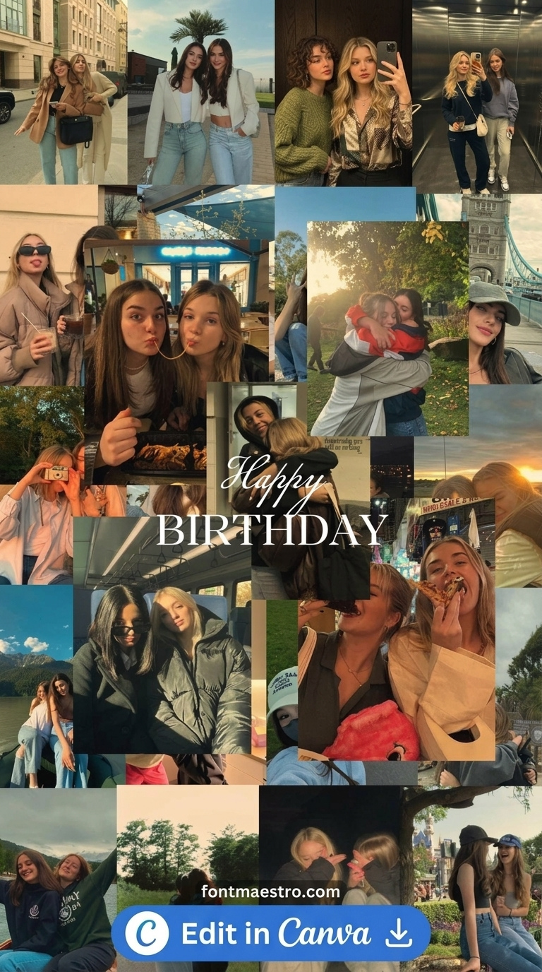 template happy birthday story instagram aesthetic black customizable celebration printable editable