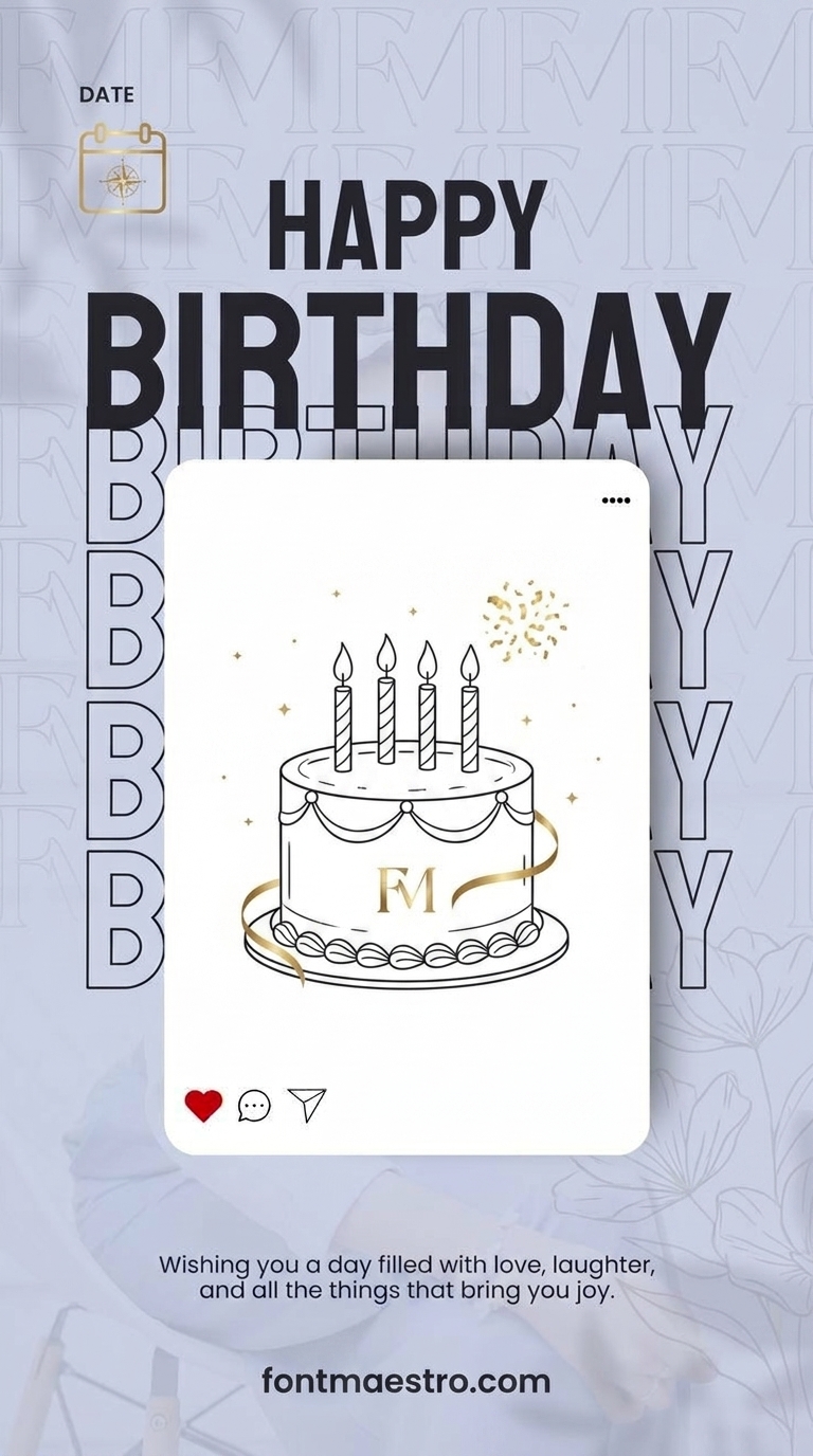 template happy birthday story instagram aesthetic black gold accent design printable editable