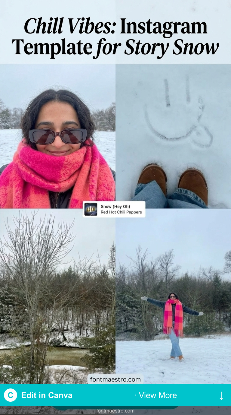 instagram template for story snow icy blue minimal 2026