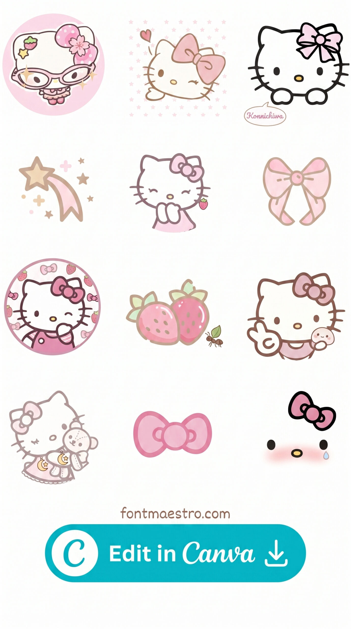 Hello Kitty sticker pack Instagram story template colorful
