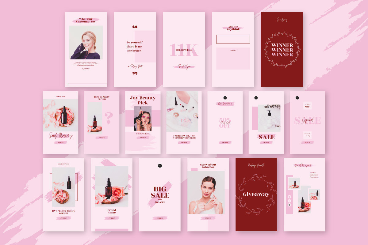 instagram template for story pink beauty & spa instagram story template canva template
