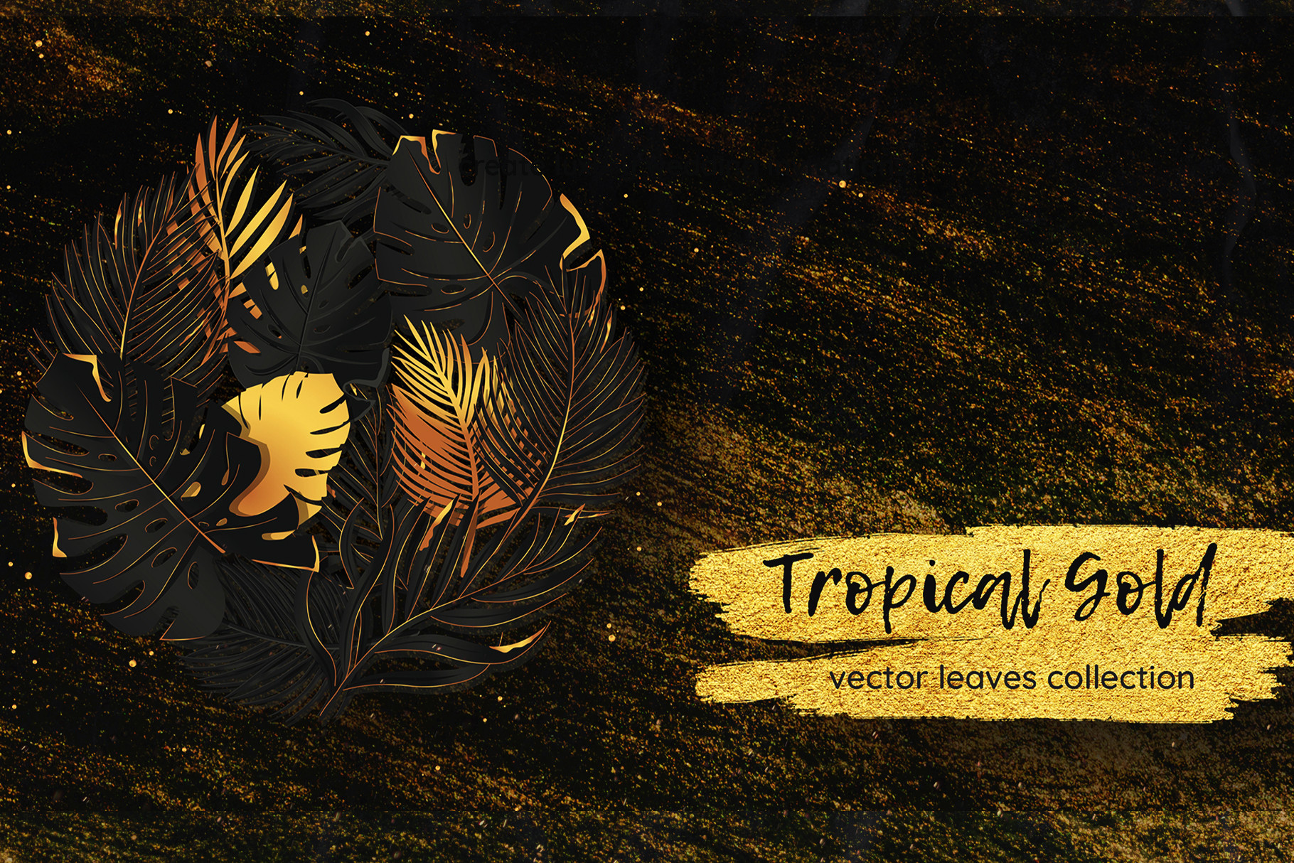 collage template for instagram story with friends black & gold tropical leaves canva template