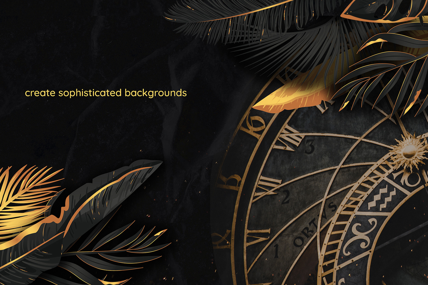collage template for instagram story with friends black & gold tropical leaves canva template