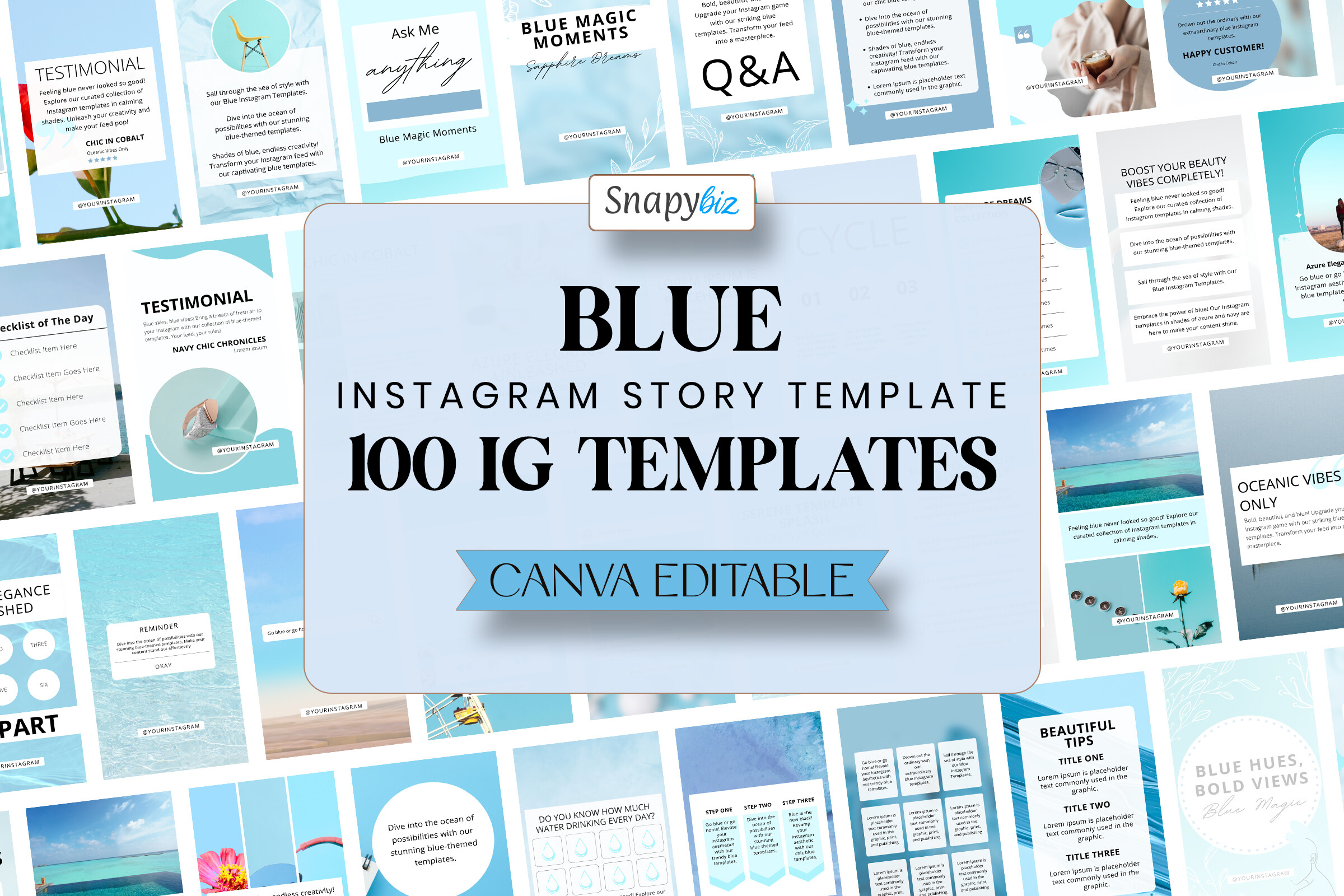instagram template for story blue blue instagram canva ig story template canva template