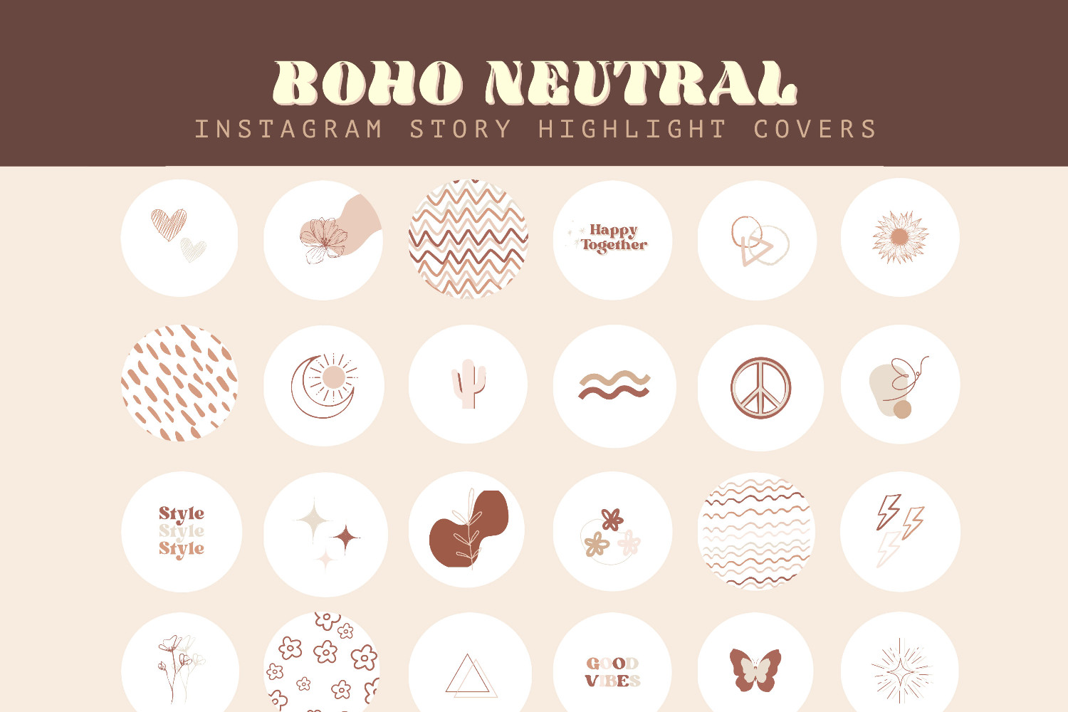 instagram template for story white boho neutral instagram highlight covers canva template