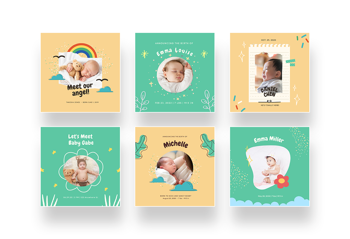 collage template for instagram story with friends cute baby birth announcement canva template