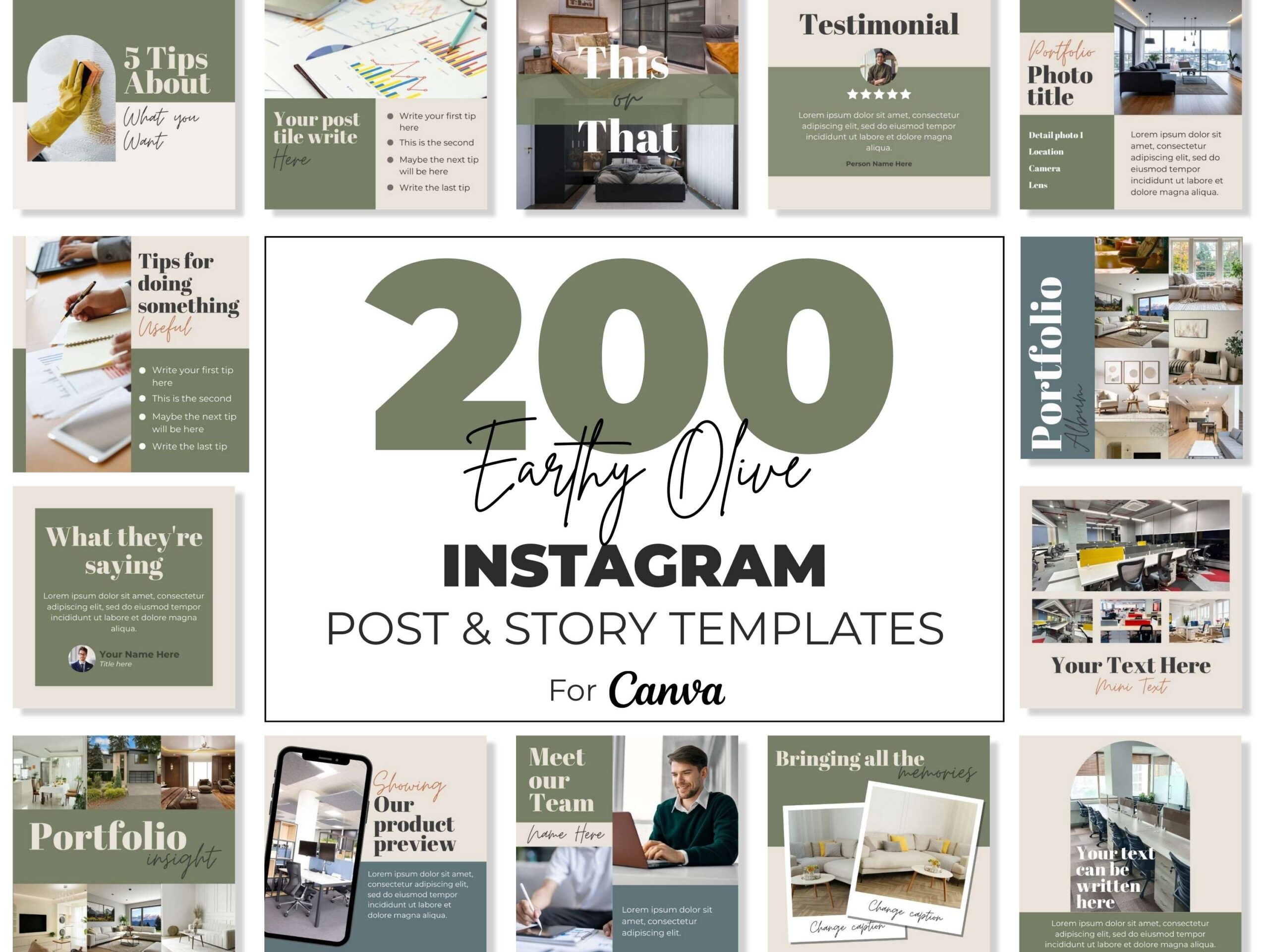 instagram template for story blue instagram canva templates kit blue green canva template