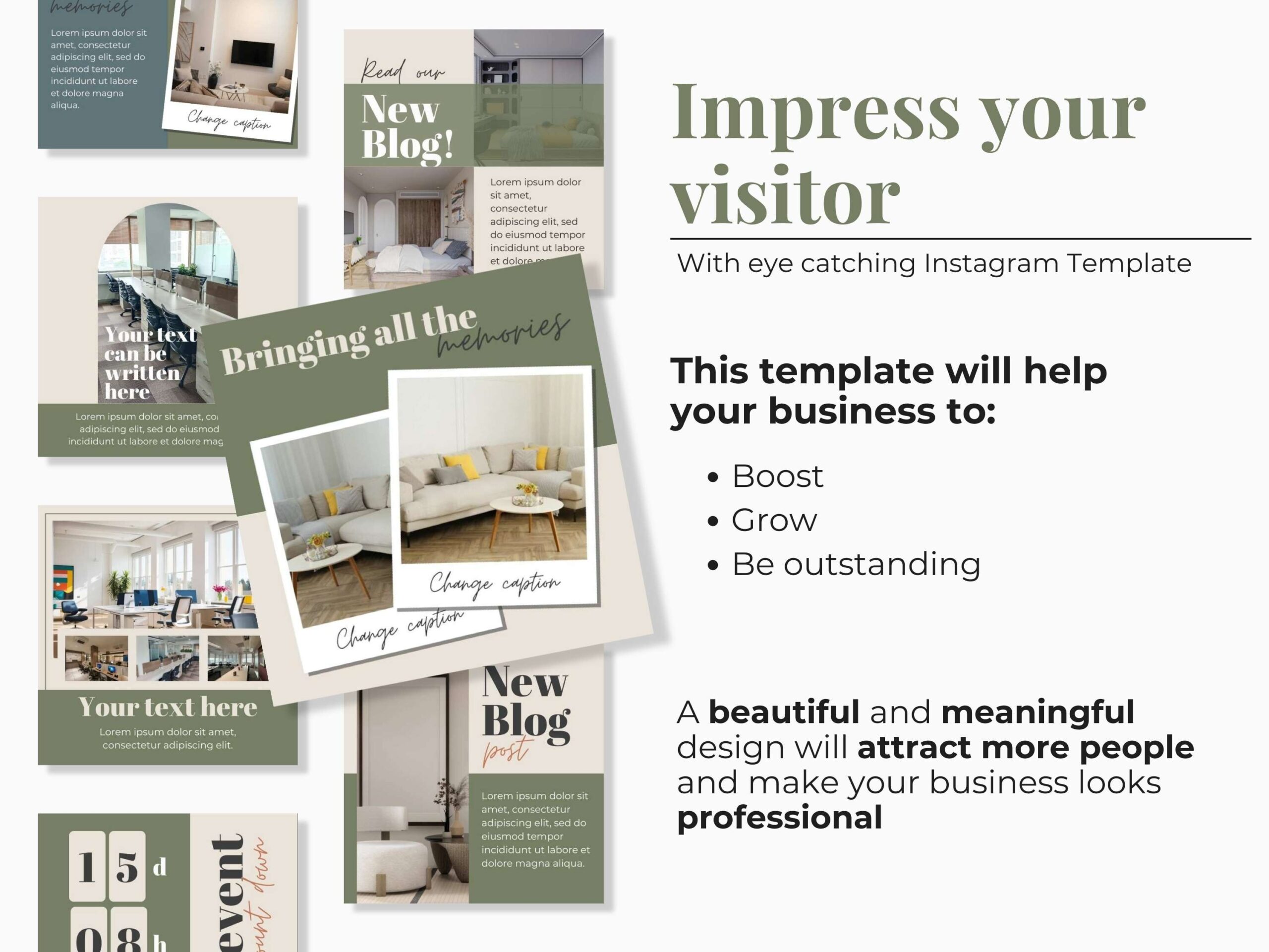 instagram template for story blue instagram canva templates kit blue green canva template