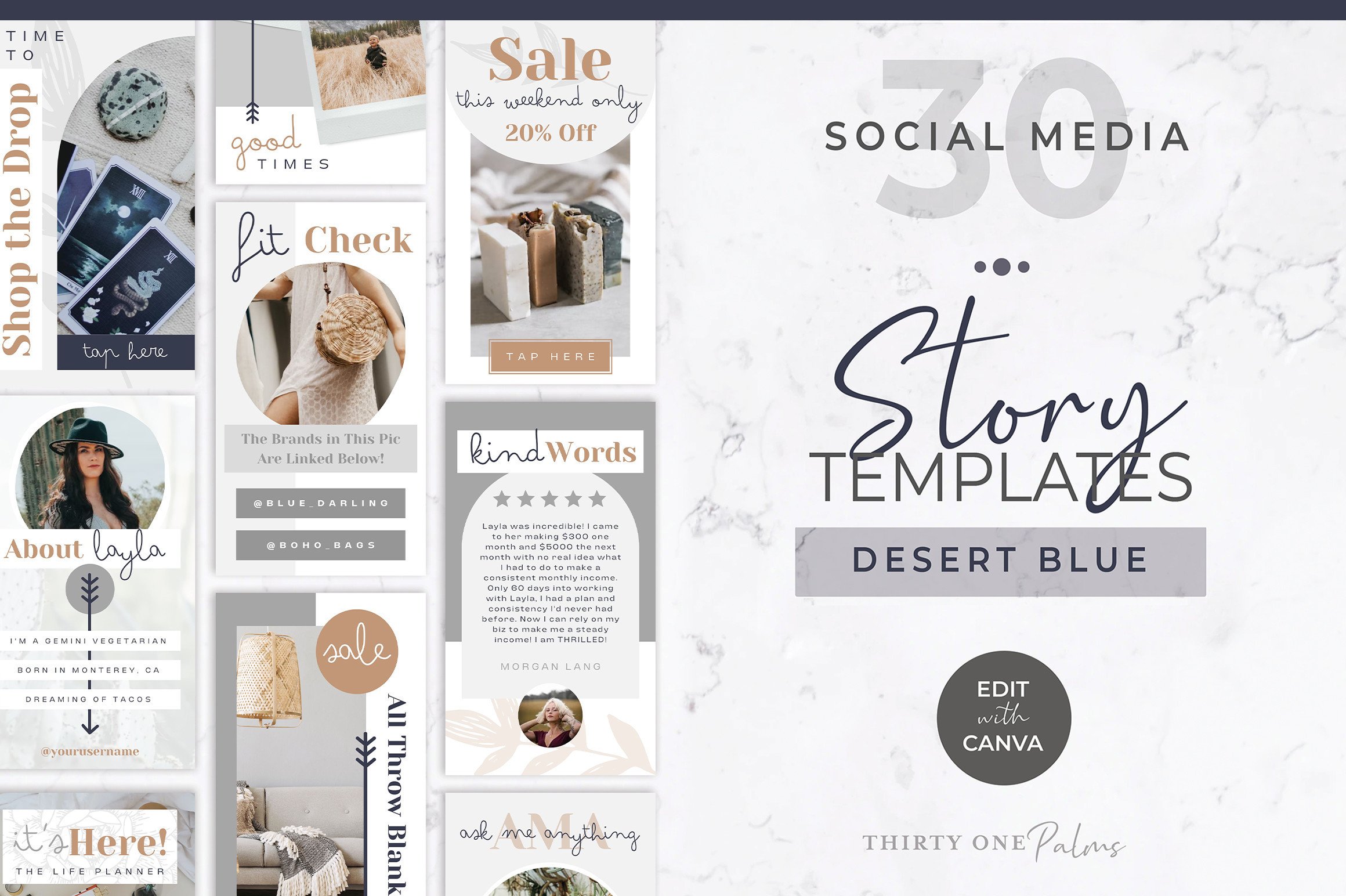 instagram template for story blue instagram stories for canva | blue canva template