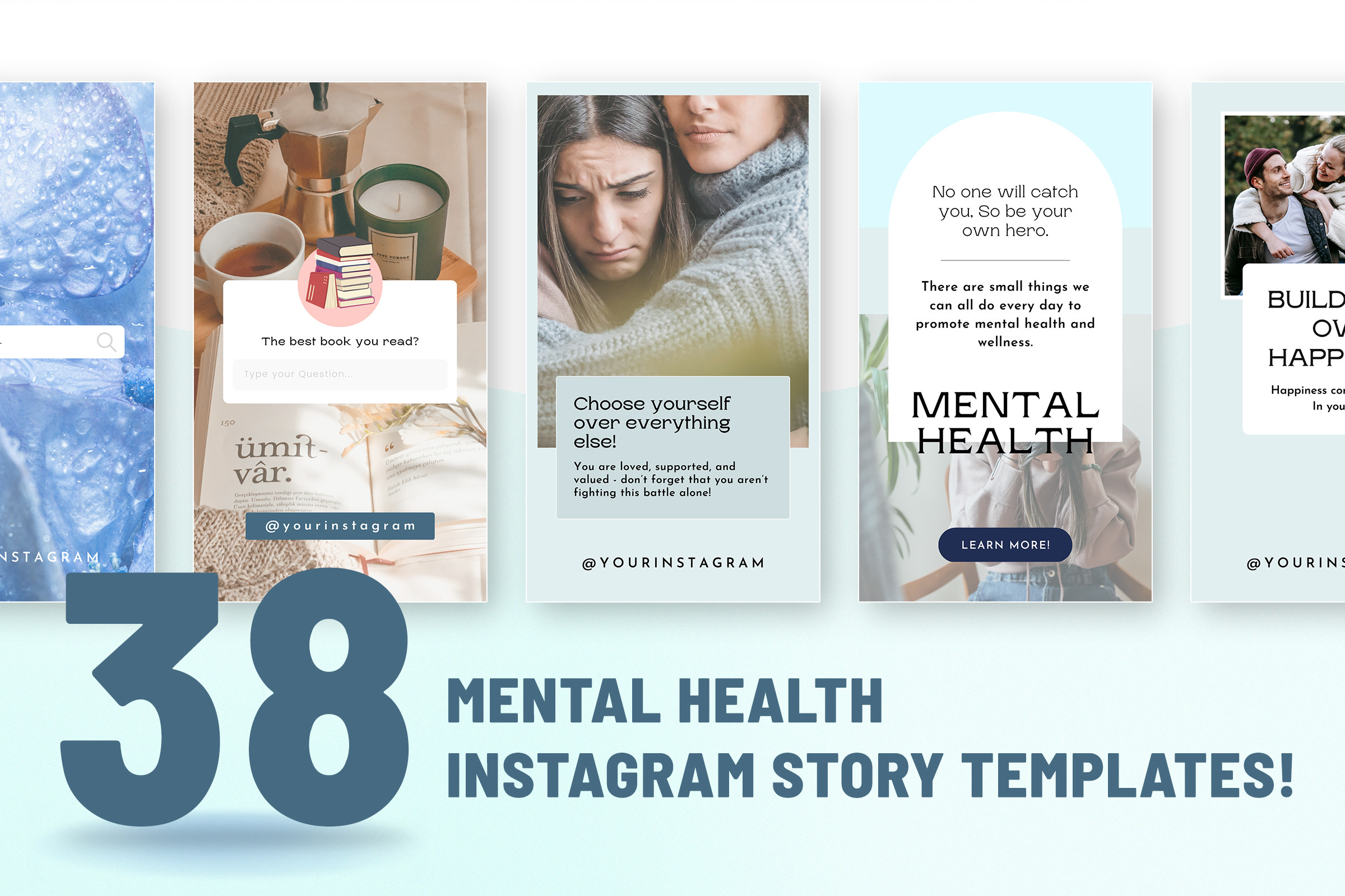 instagram template for story blue mental health instagram canva story temp canva template