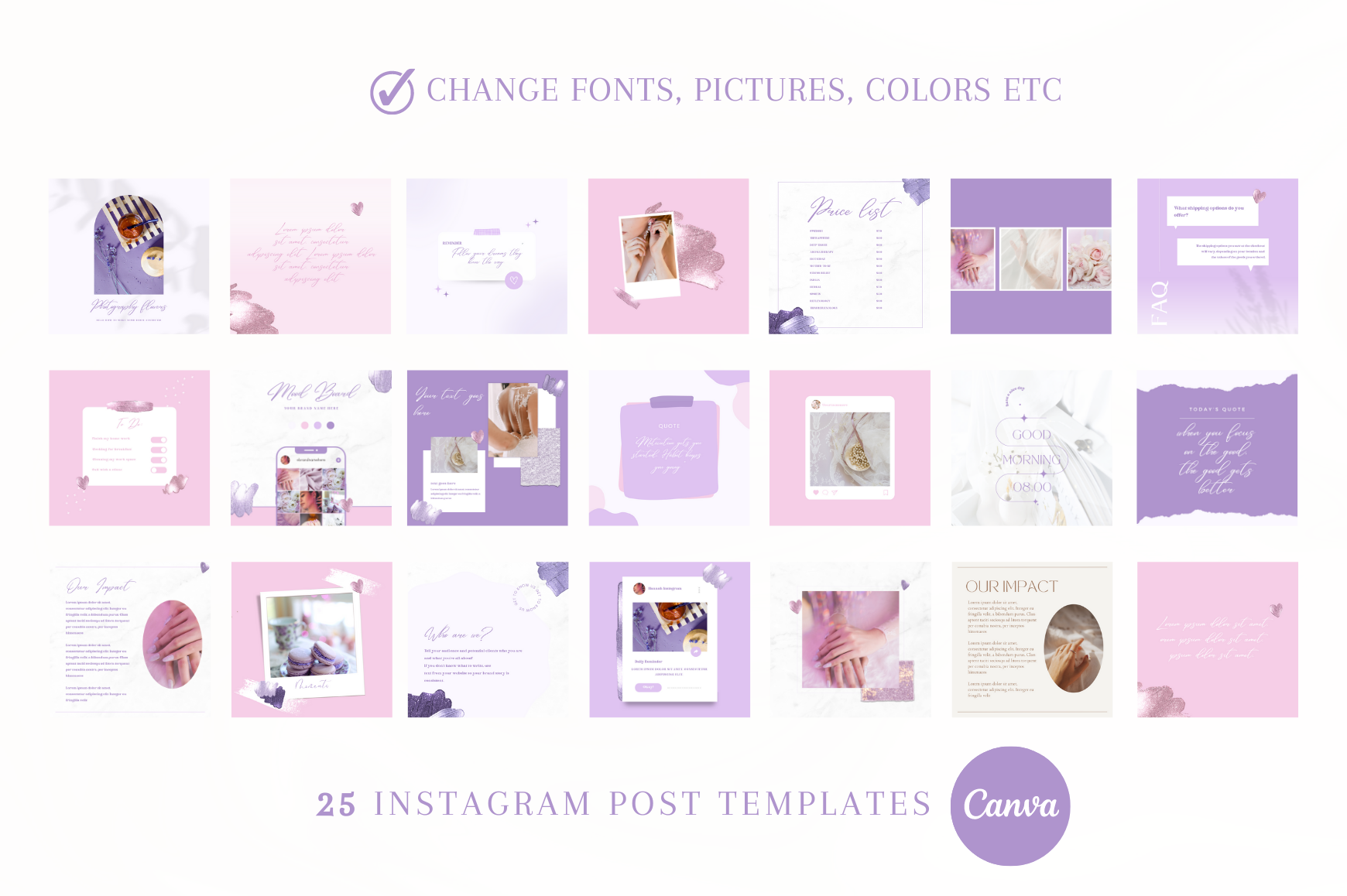 instagram template for story pink pink purple and glitter instagram posts canva template