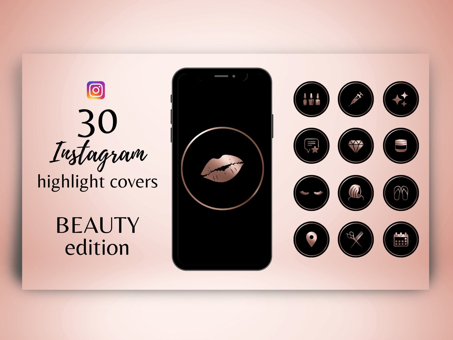 10 Instagram Story Template Eye — Beauty Aesthetic Canva Designs 2026 14 instagram story template eye rose gold black beauty highlight covers canva template