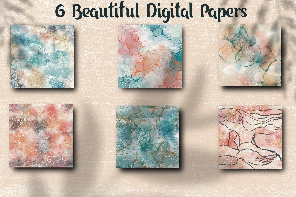 instagram template for story blue teal coral alcohol ink branding kit canva template