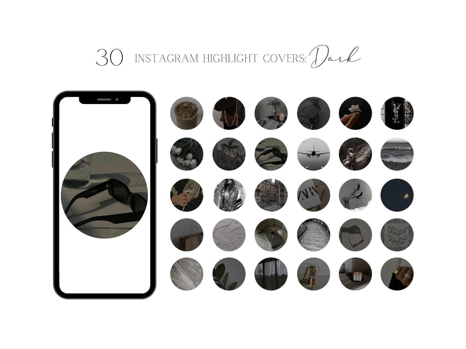 instagram template for story dark trendy dark aesthetic highlight covers canva template