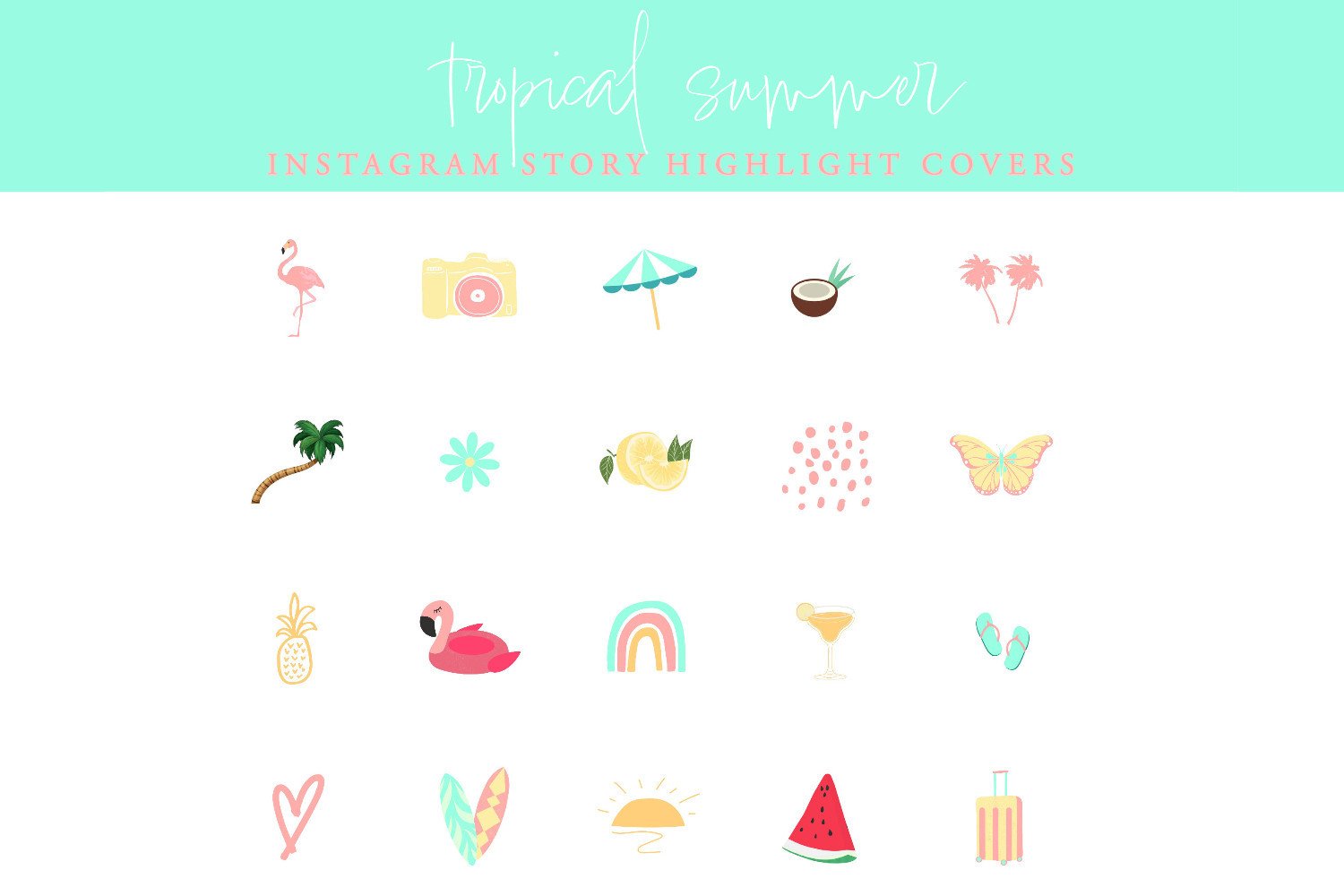 instagram story template tropical boho instagram highlight icons canva template