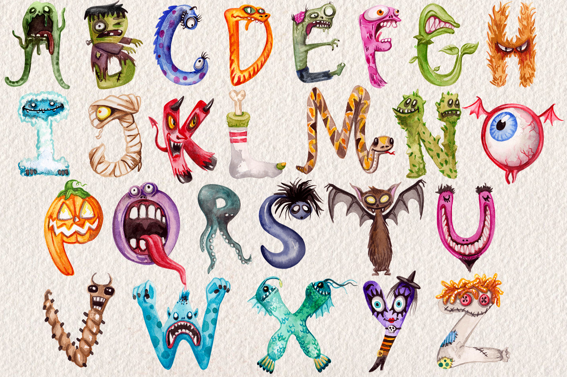 instagram story template men watercolor monster alphabet collection canva template