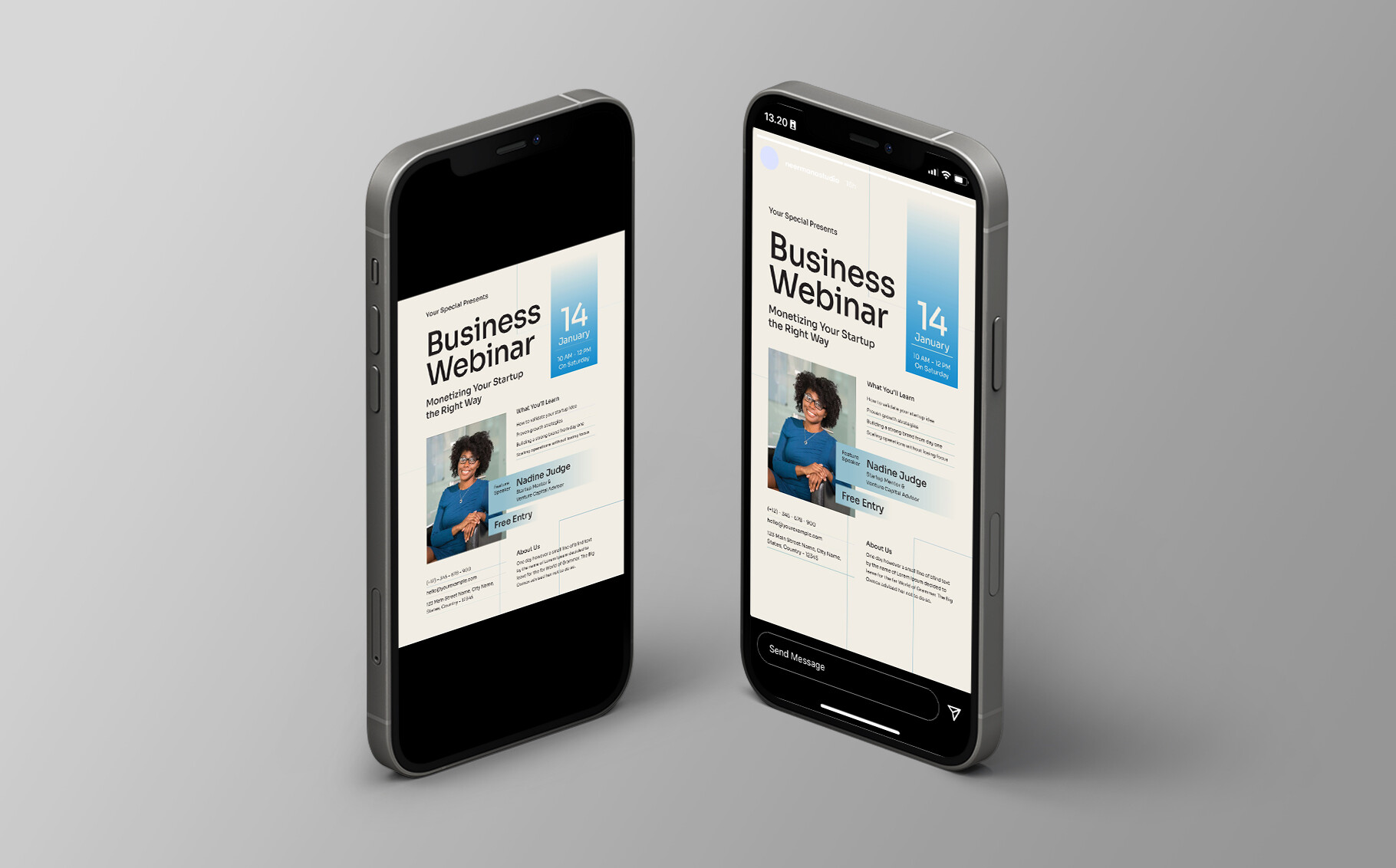 instagram template for story white white modern startup webinar flyer canva template
