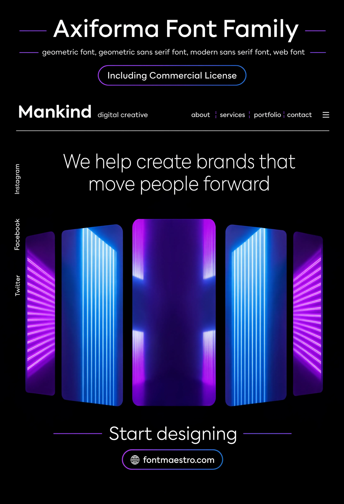 beautiful font letters web hero mockup geometric sans