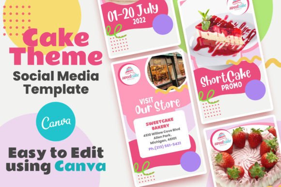 birthday instagram story template canva social media template — cake theme canva template