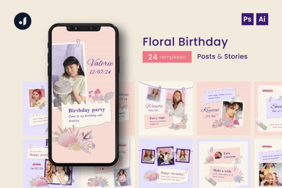 birthday instagram story template floral birthday instagram template canva template