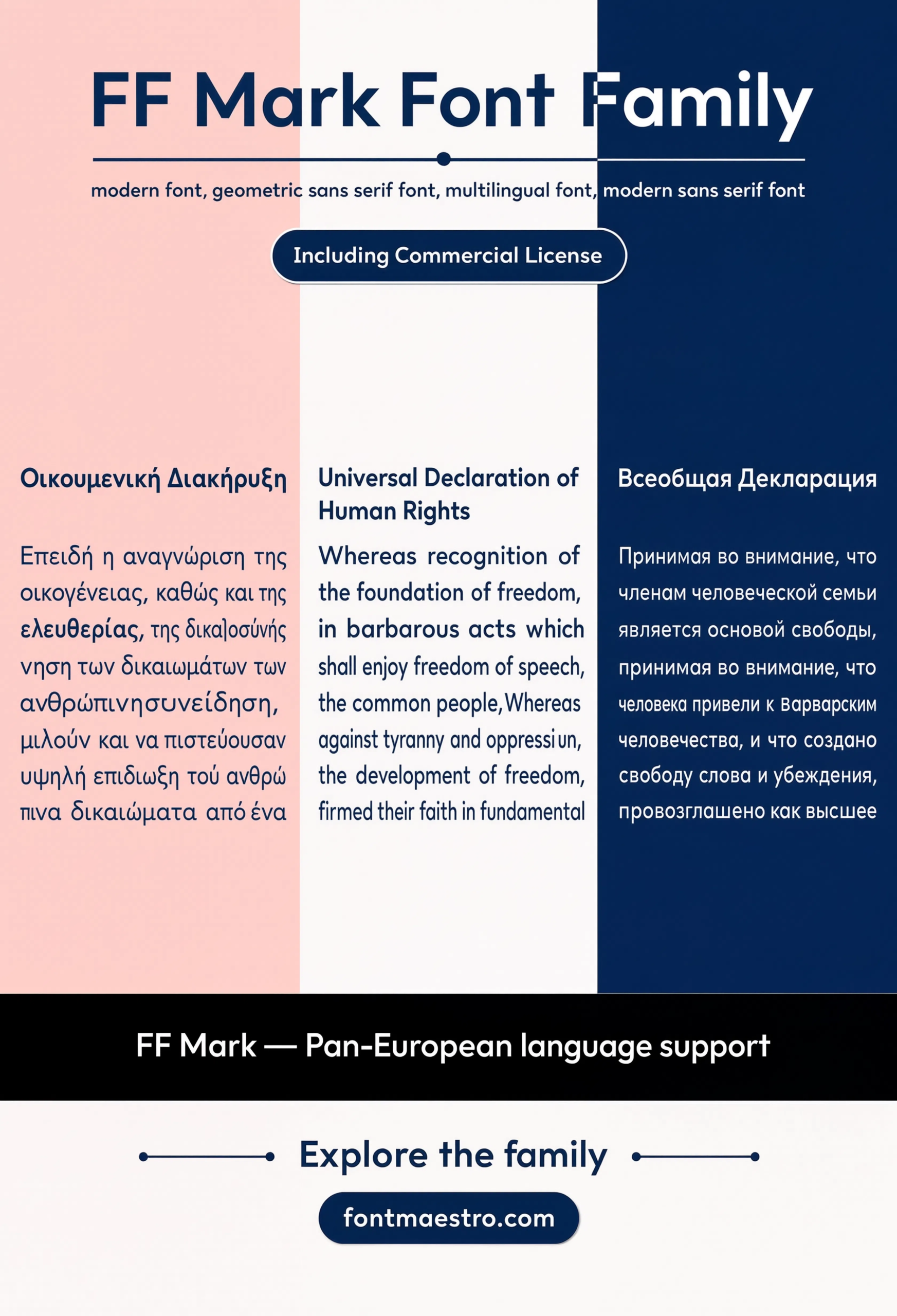 beautiful modern font FF Mark Pan-European support