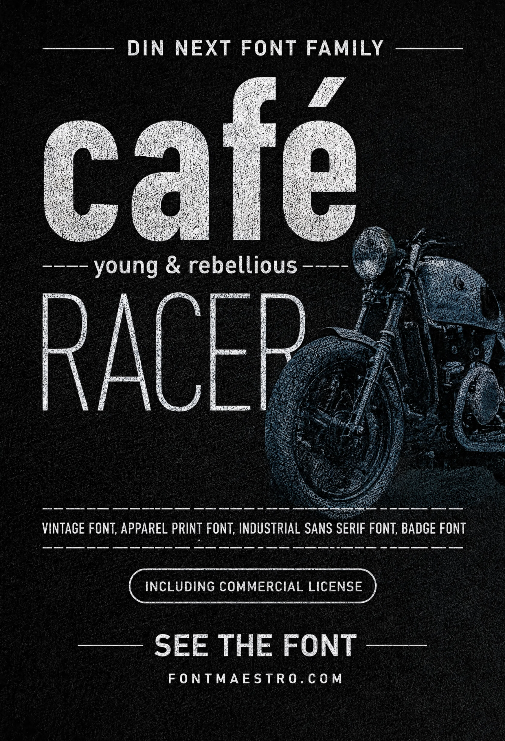 best fonts for business logos DIN Next cafe racer print