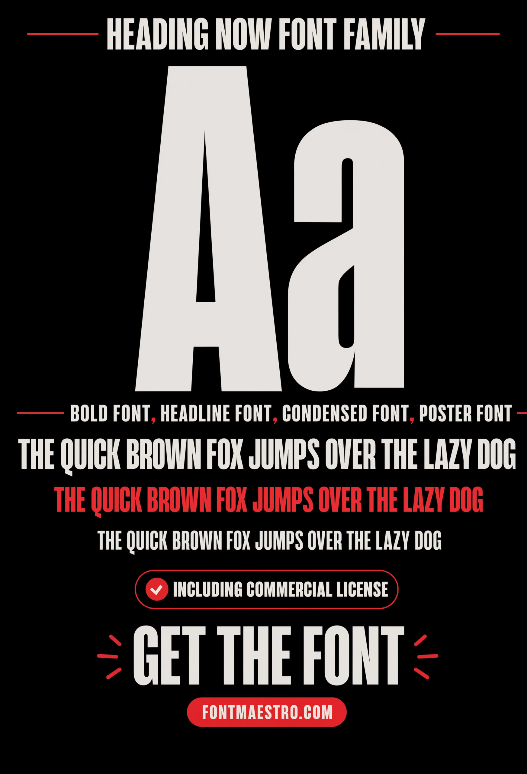 bold font style name Heading Now pangram specimen