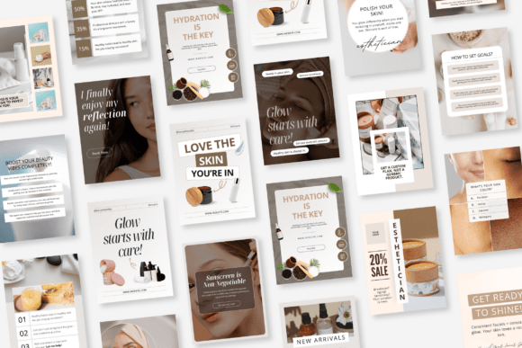 canva instagram story templates skincare canva social media bundle editable