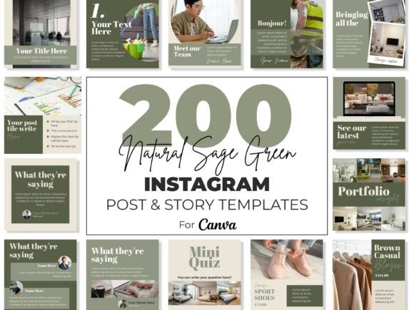 canva instagram story templates instagram canva templates sage green editable